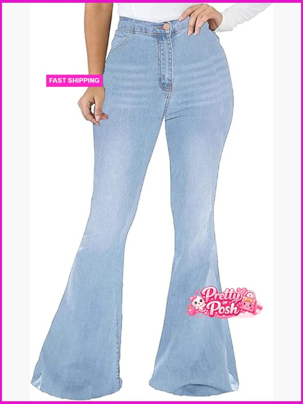 High Waisted Ripped Flared Bell Bottom Jeans for Women